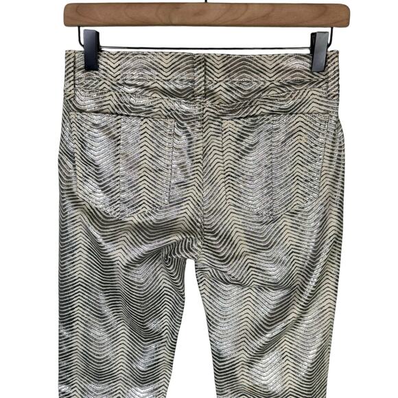 Rag & Bone Metallic Zebra Print Mid Rise Skinny Jeans Denim Legging Pants - Picture 5 of 9